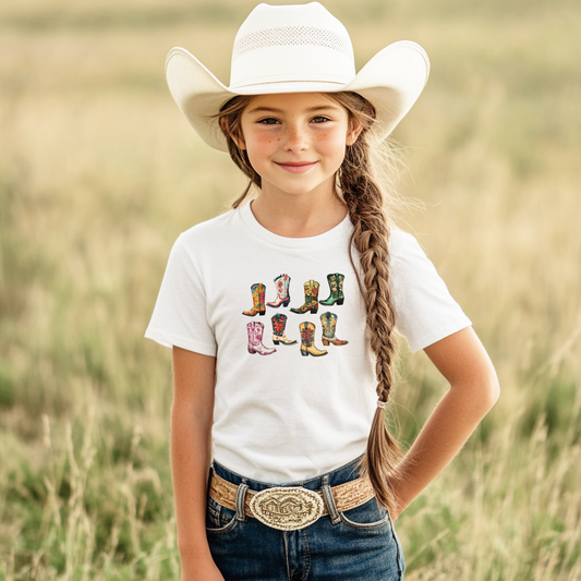 Let's Go Girls! Kids Cowboy Boots Tee