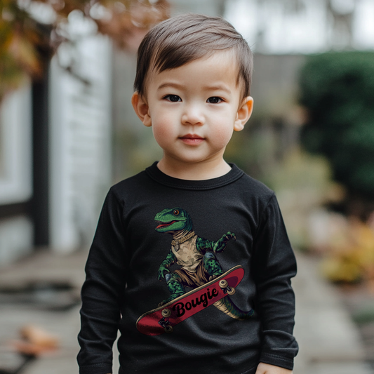 Dinosaur Skateboarding Toddler Tee