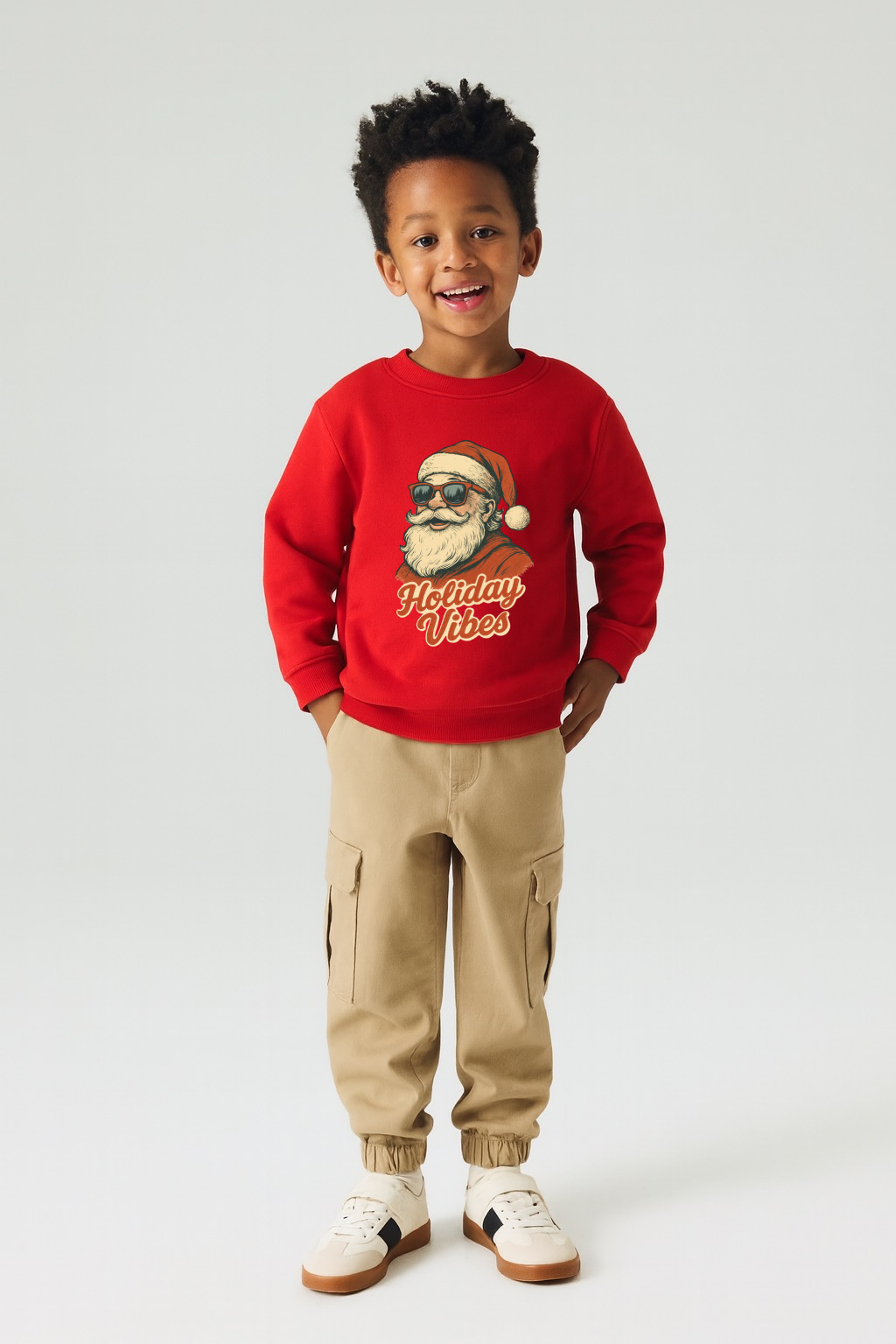 'Holiday Vibes' Santa Youth Sweatshirt
